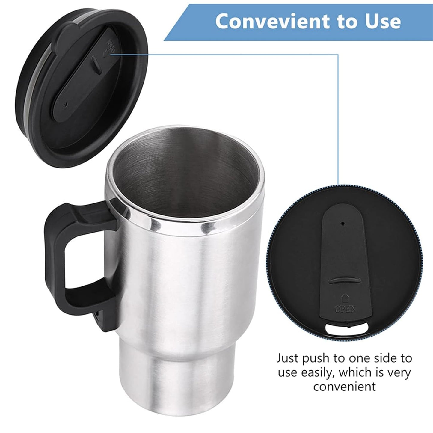 TravelHeat™ Electric Kettle Mug | Portable Water Heater Mug for Travel | Stainless Steel Electric Heating Cup | Mini Travel Kettle for Tea Coffee