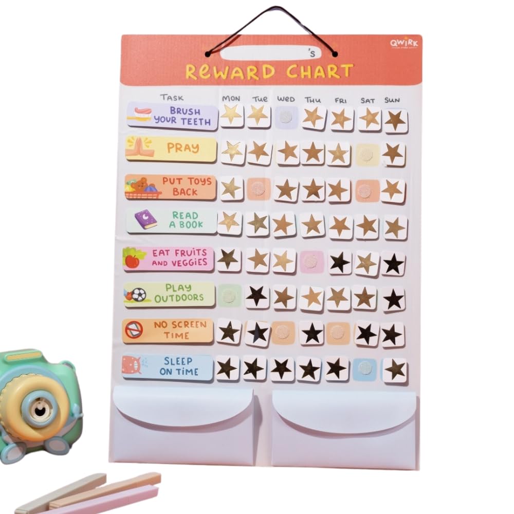 TaskStars™ – Customizable Reward Chart to Build Good Habits & Motivation | Includes 26+ Task Cards, Stars & Reusable Board | Ideal for Kids Aged 3–10 & Parents