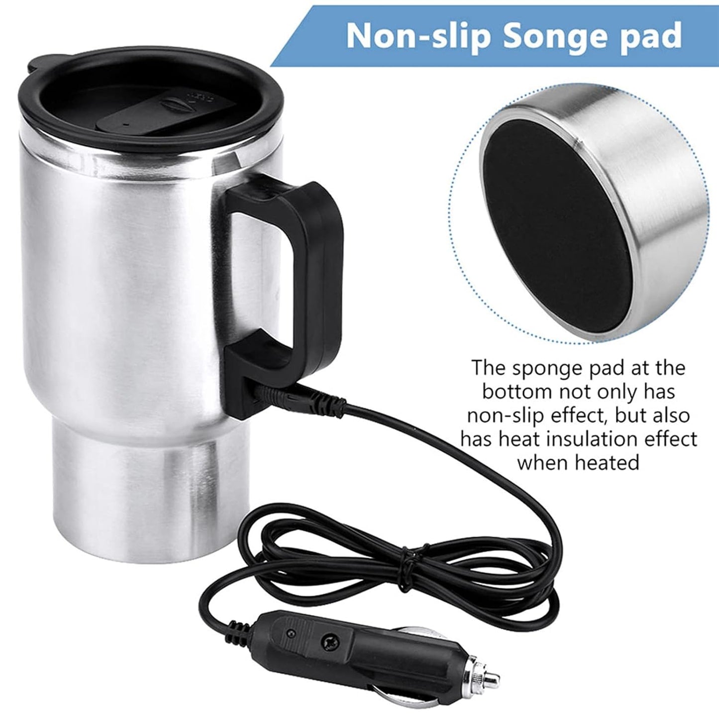 TravelHeat™ Electric Kettle Mug | Portable Water Heater Mug for Travel | Stainless Steel Electric Heating Cup | Mini Travel Kettle for Tea Coffee