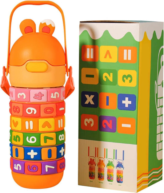 Kids Math Puzzle Water Bottle – Interactive Educational Toy with Rotating Number Rings, Screen-Free Learning & Portable Gift