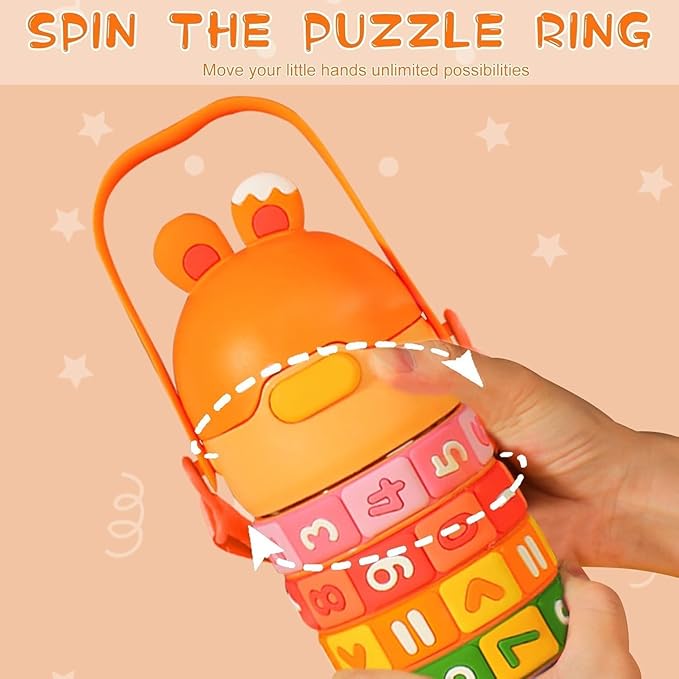 Kids Math Puzzle Water Bottle – Interactive Educational Toy with Rotating Number Rings, Screen-Free Learning & Portable Gift