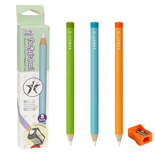 Magic Eraser Pencils Set (3 Pack) with Sharpener - Pastel, Precision Erase, Non-Toxic Kids Return Gift