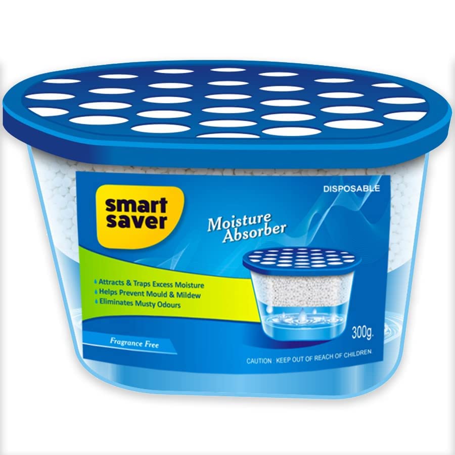 Disposable Moisture Absorber & Dehumidifier Box for Wardrobe, Cupboard, Bathroom, Bedroom and Kitchen – Helps Control Dampness, Mould, Mildew and Musty Odours, Fragrance-Free, 300g