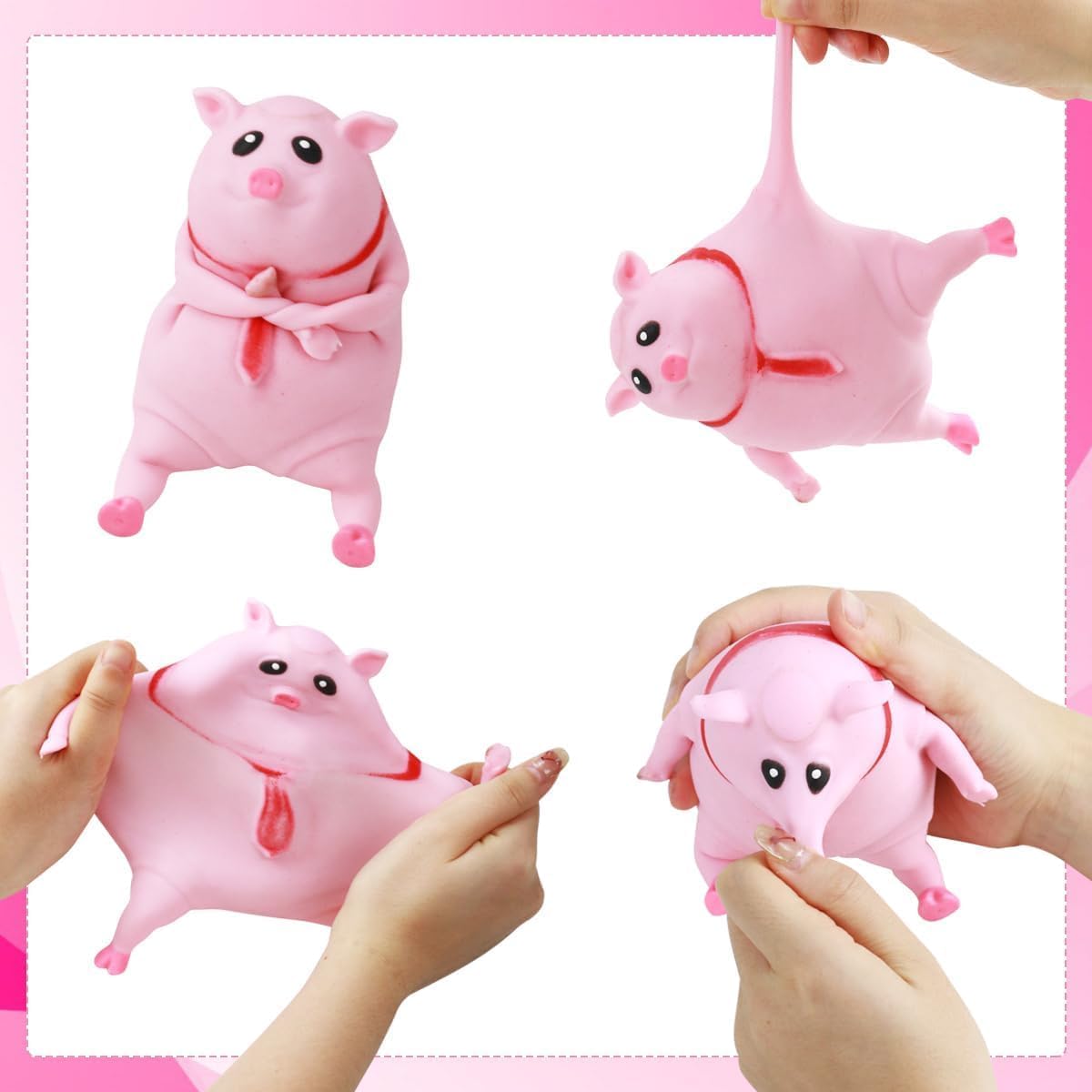 Cute Pink Pig Squishy Toy for Kids | Stretchable Animal Stress Relief Toy