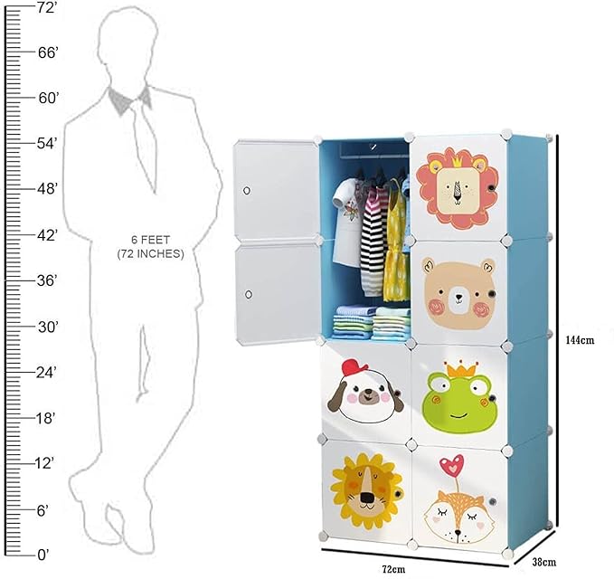 Kid's Plastic Wardrobe Cabinet (8 Door Storage Organizer)