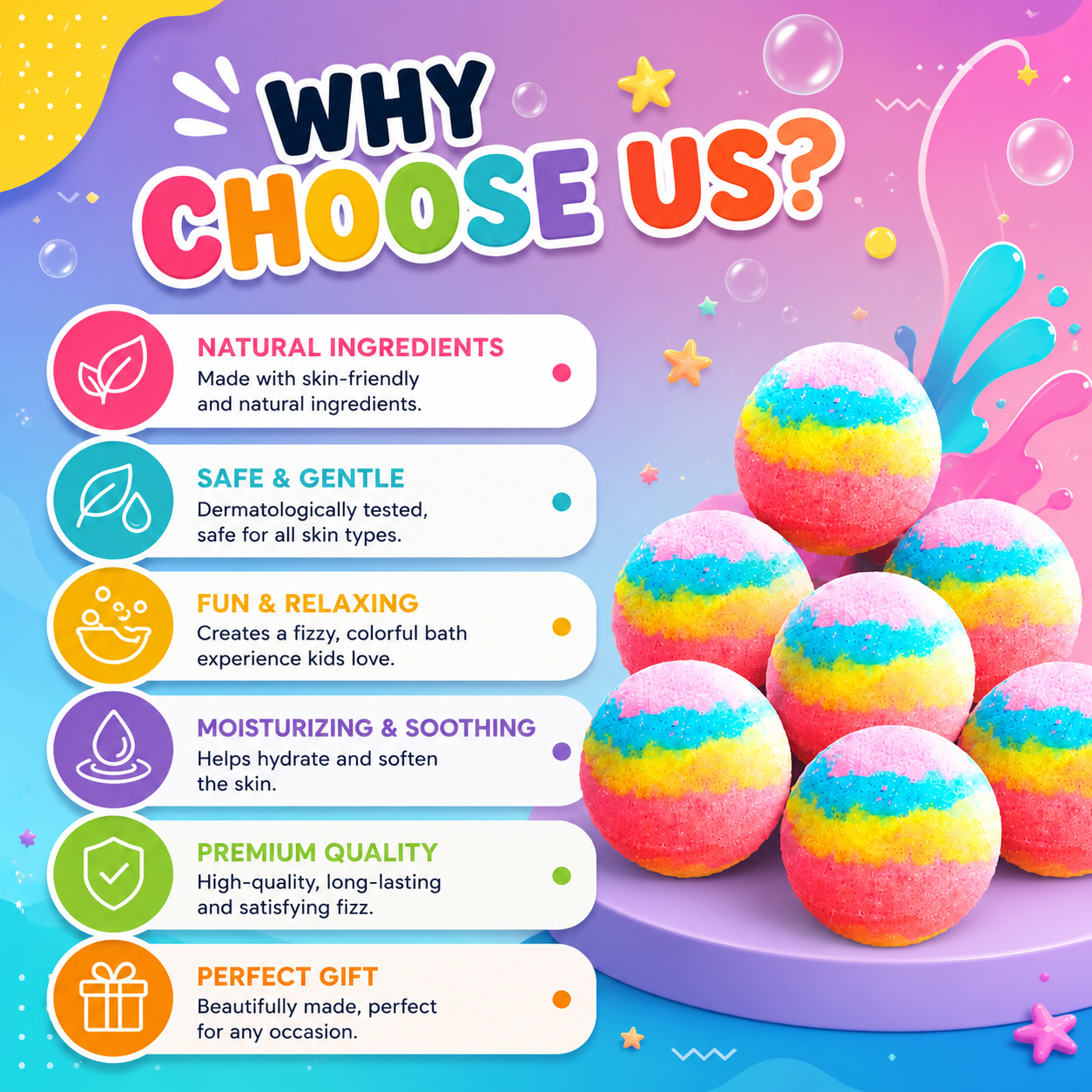 12 Pcs Kids Bath Bombs Set with Surprise Toys – Colorful Fizzy Bubble Bath Bombs for Boys & Girls