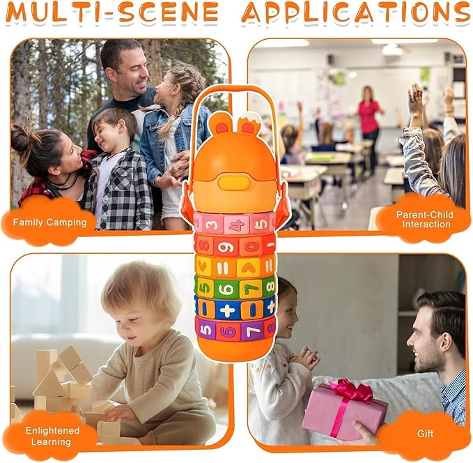 Kids Math Puzzle Water Bottle – Interactive Educational Toy with Rotating Number Rings, Screen-Free Learning & Portable Gift
