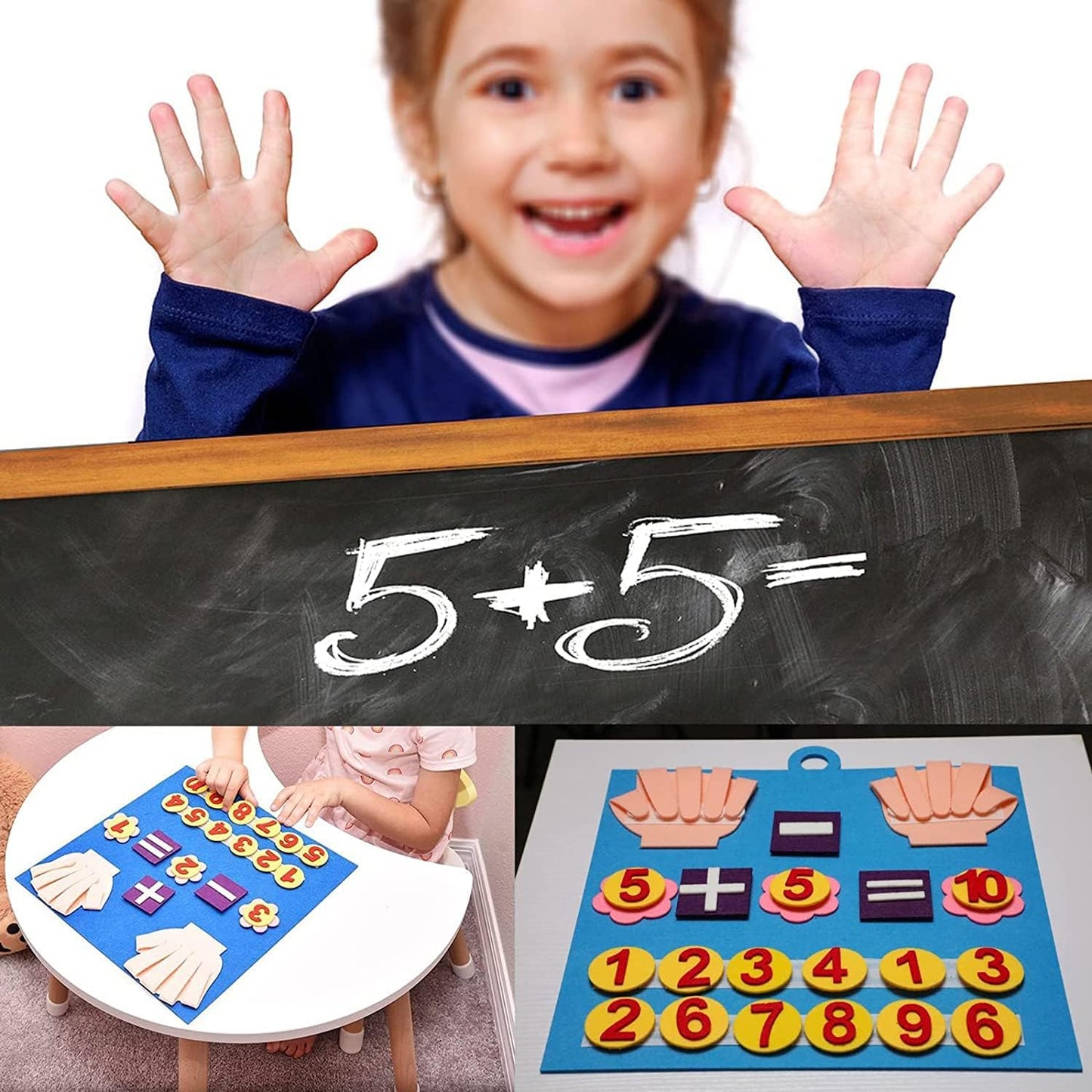 Educational Finger Counting Math Felt Board – Interactive Number Learning & Counting Toy for kids (Ages 3+)