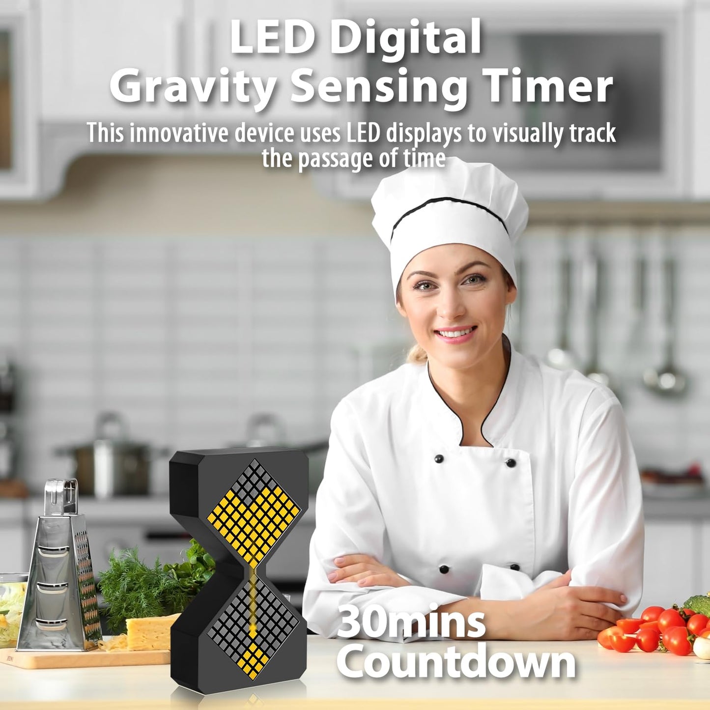 Smart Digital Sand Timer – 30 Sec to 30 Min Adjustable LED Electronic Hourglass | USB-C Rechargeable | Brightness Control | 2Hr Battery | BIS Approved | Kitchen, Study & Home Decor