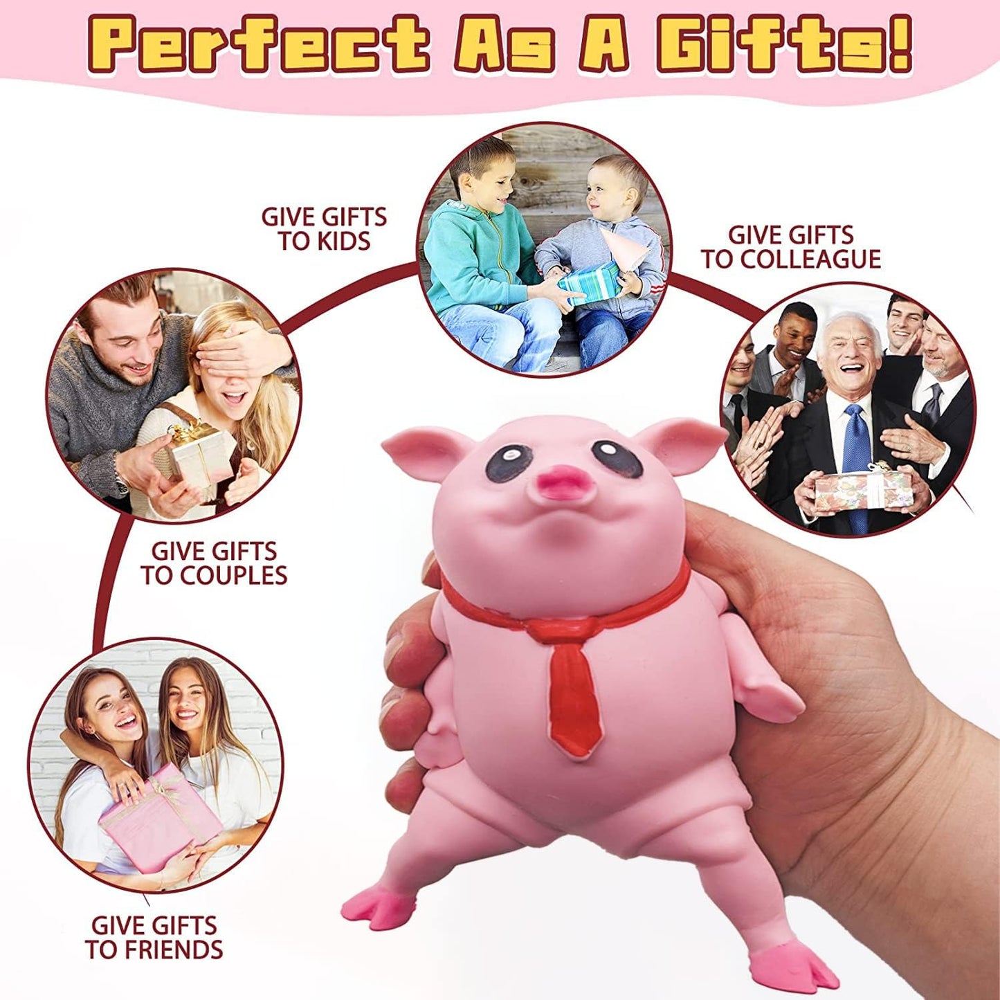 Cute Pink Pig Squishy Toy for Kids | Stretchable Animal Stress Relief Toy