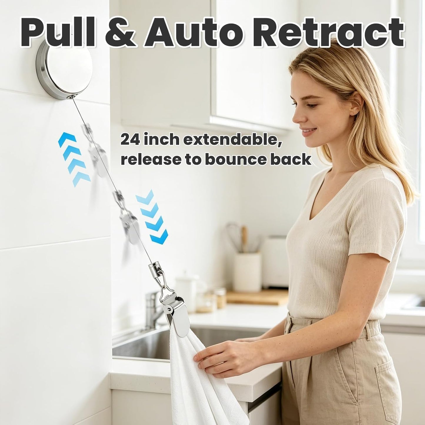 Premium Heavy-Duty Multipurpose Retractable Badge Reel with ID Card Holder, Key Ring, Belt Clip & Utility Hanger for Keys, Access Cards, Towels, Cleaning Cloths and Small Tools – Pack of 2