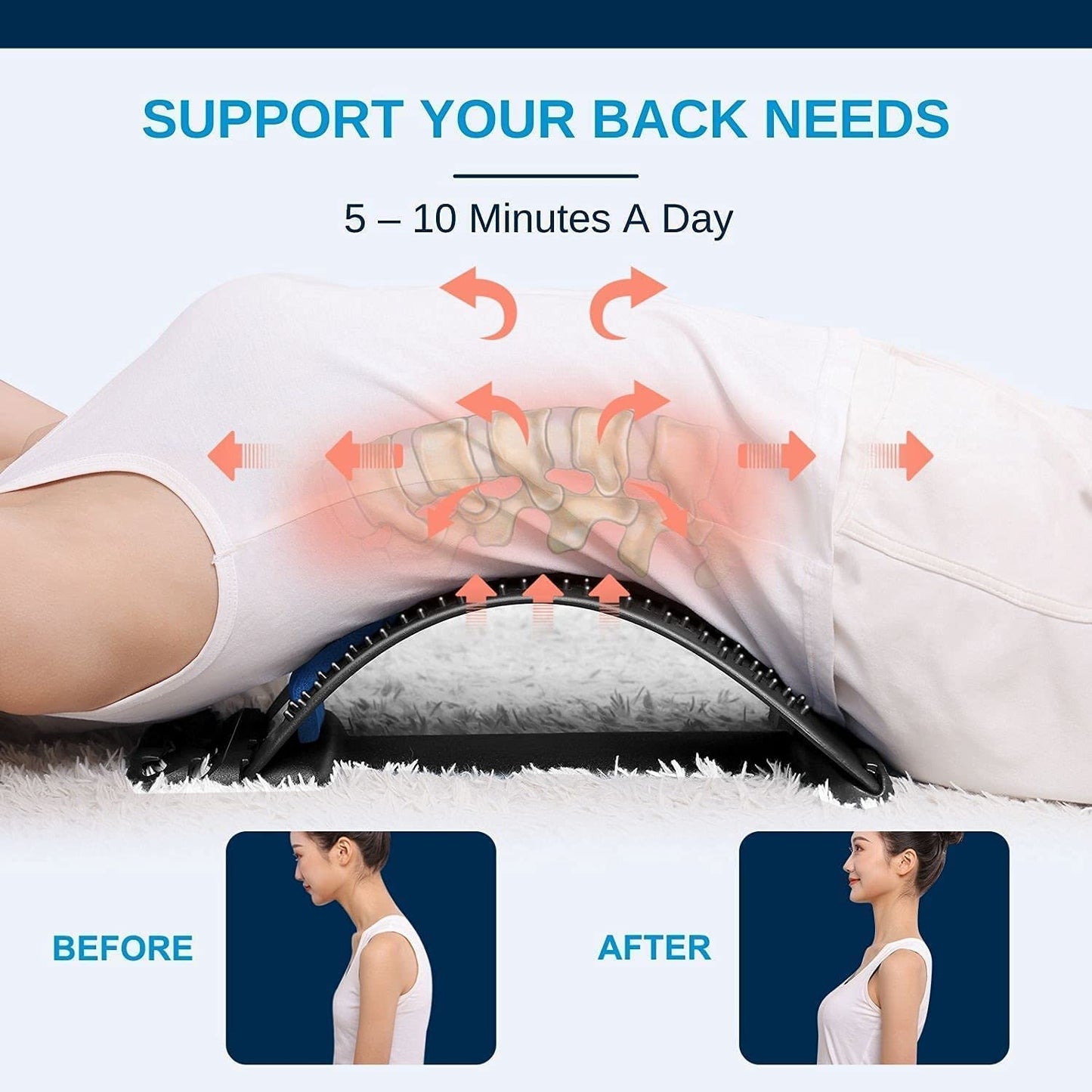Multi-Level Back Stretcher Massager for Lower Back Pain & Body Stretching