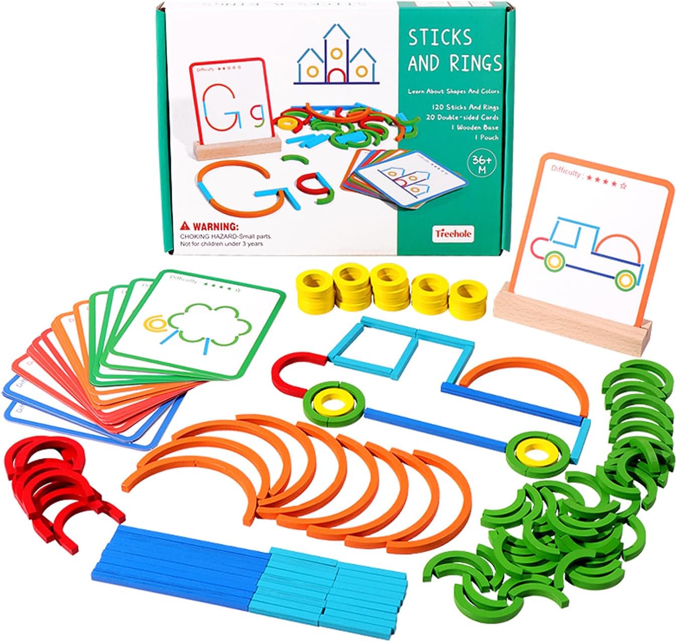 Wooden Stacking Blocks Toys Letters Vehicles Animals Stacking Toys Wooden Rings Sticks Blocks Puzzles Color Classification Educational Puzzle Toys Children Preschool Learning STEM Toys