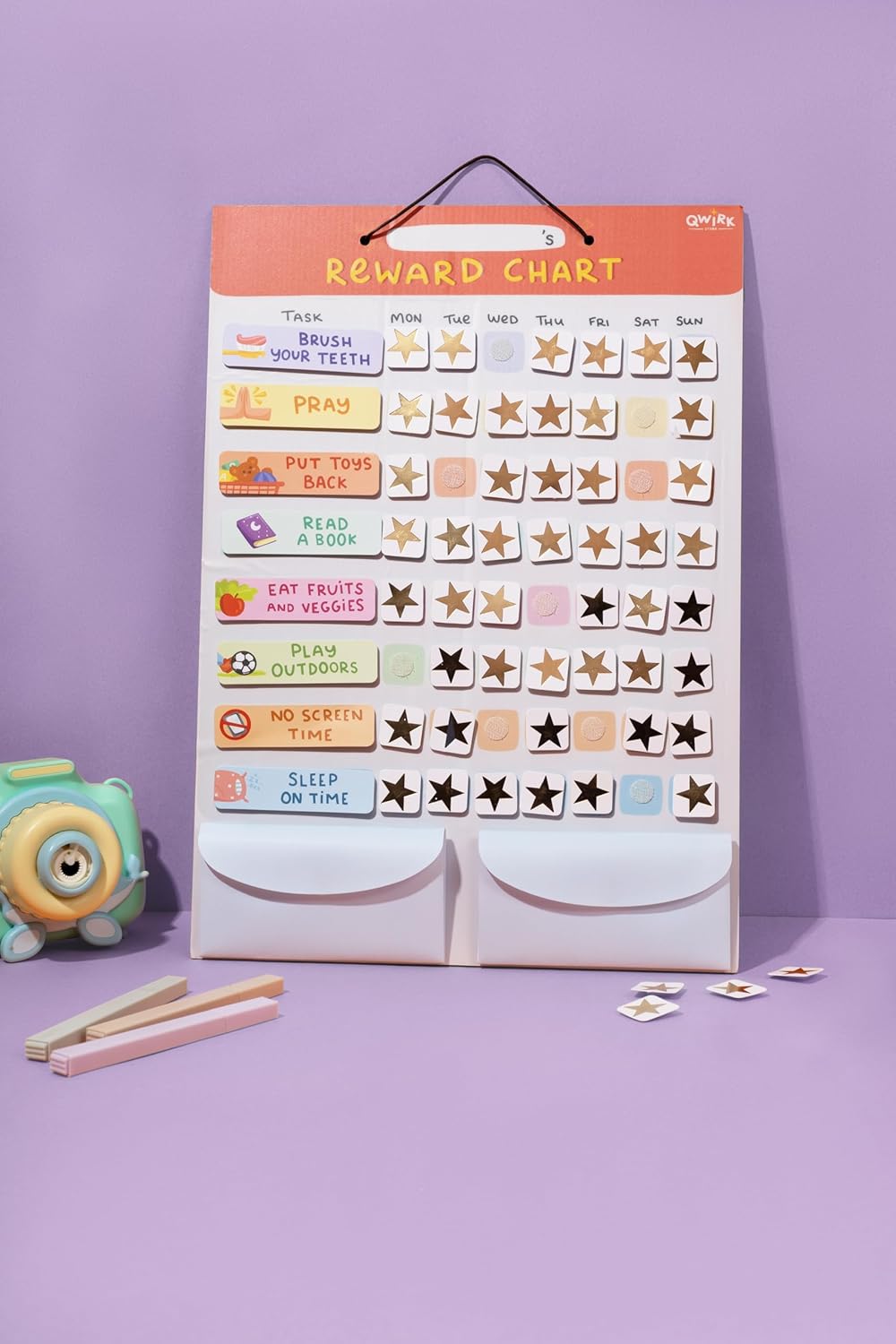 TaskStars™ – Customizable Reward Chart to Build Good Habits & Motivation | Includes 26+ Task Cards, Stars & Reusable Board | Ideal for Kids Aged 3–10 & Parents