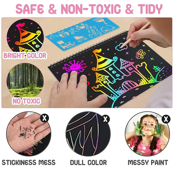 Rainbow Scratch Art Notebook – Fun DIY Drawing Pad for Kids (BUY 1 GET 1 FREE)