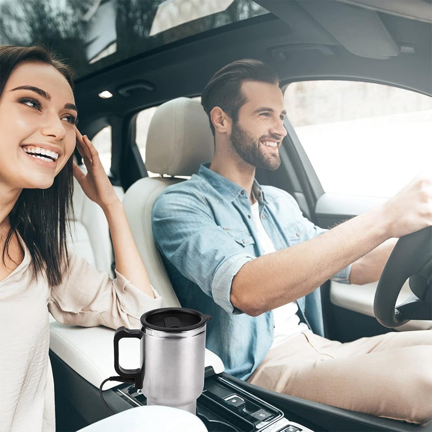 TravelHeat™ Electric Kettle Mug | Portable Water Heater Mug for Travel | Stainless Steel Electric Heating Cup | Mini Travel Kettle for Tea Coffee