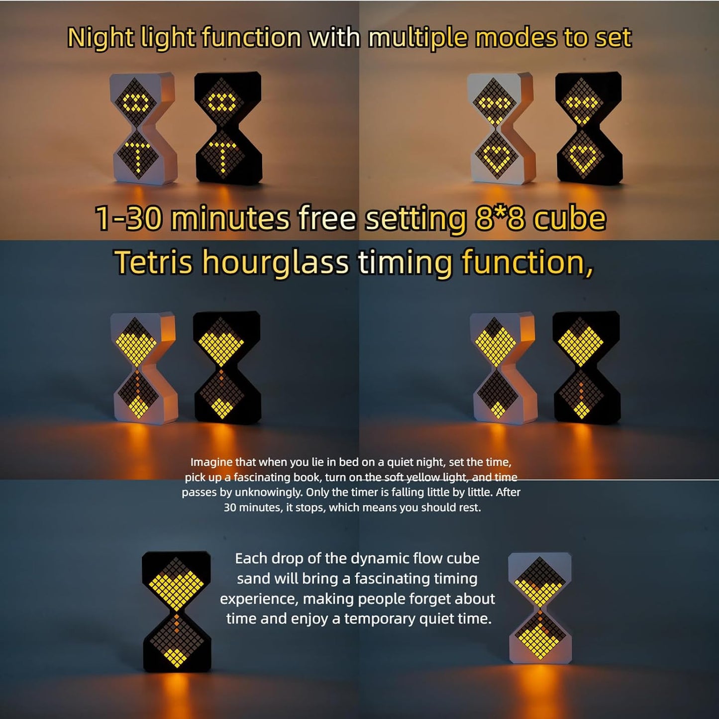 Smart Digital Sand Timer – 30 Sec to 30 Min Adjustable LED Electronic Hourglass | USB-C Rechargeable | Brightness Control | 2Hr Battery | BIS Approved | Kitchen, Study & Home Decor
