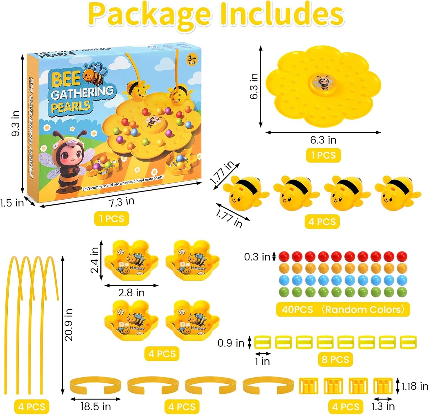 Bee Gathering Pearls Game for Kids – Magnetic Bead Catching Board Game for 3+ Years