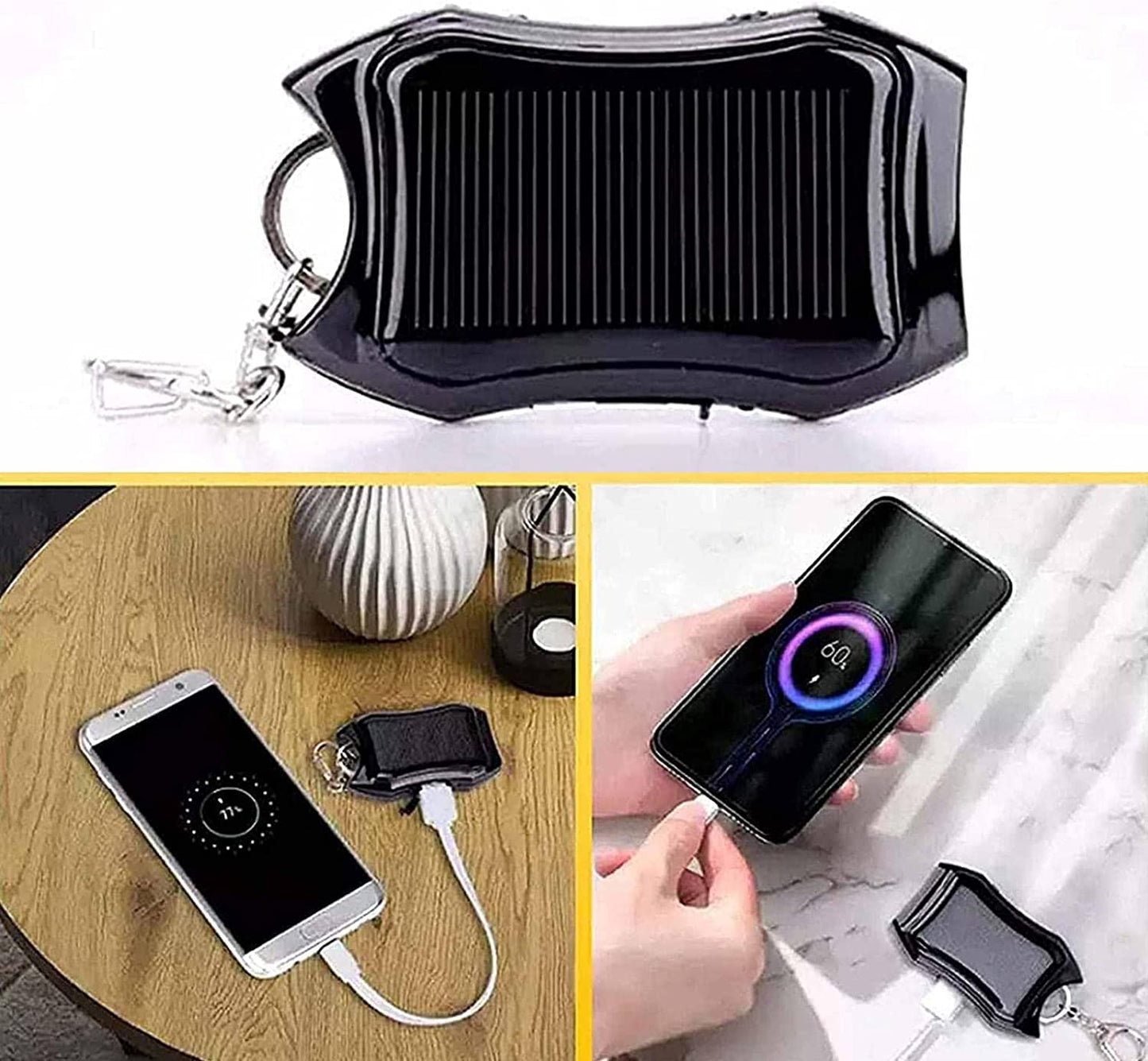 Solar Keychain Flashlight Solar Charger Mobile Power Supply Energy Saving Charger/Battery Power Bank for Cellphone