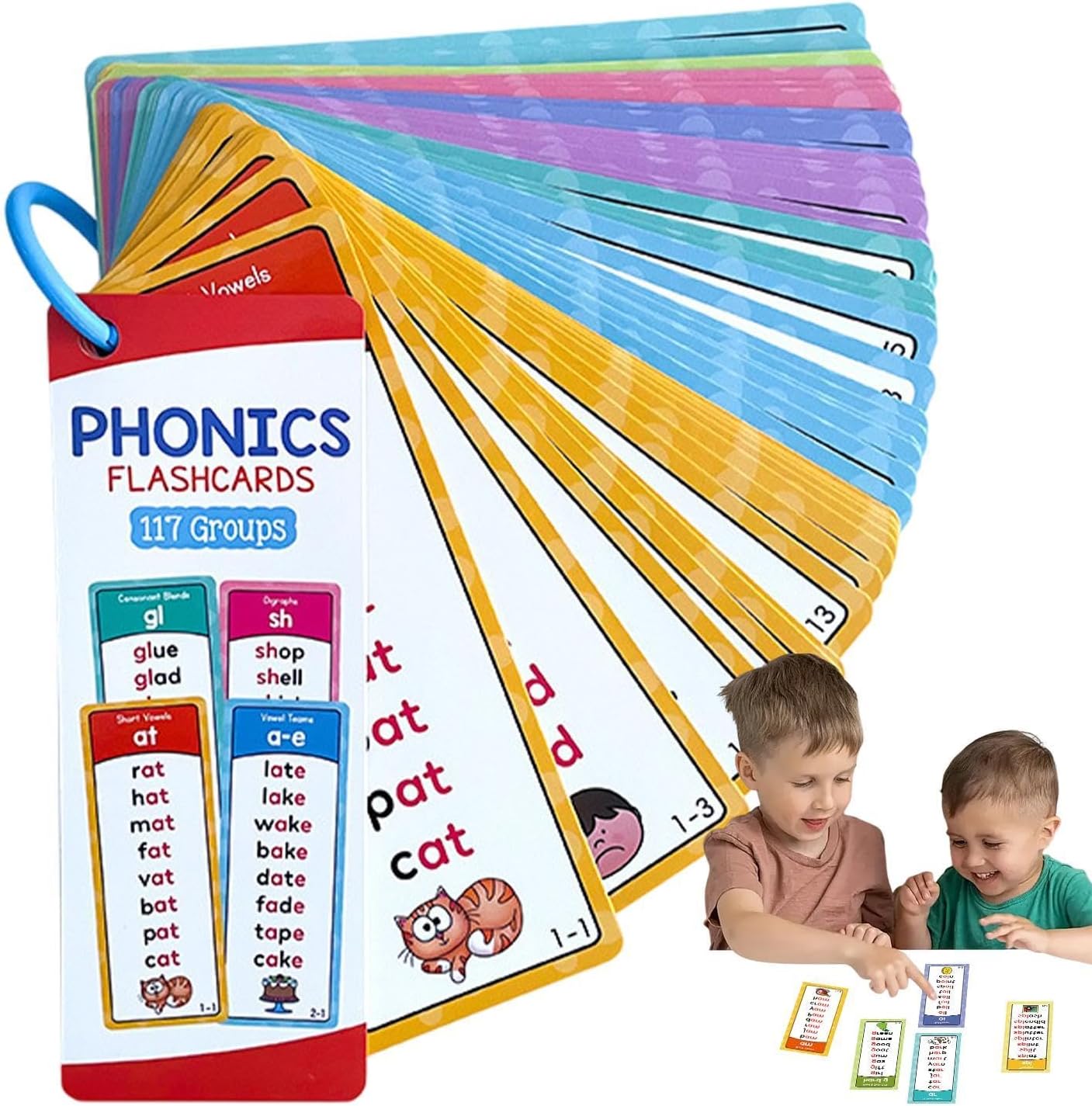 Mumma Mall™ Educational Phonics Words English 60 Flashcards for Kids Ages (3-8) Ideal for Homeschooling, Montessori & Classroom Activities