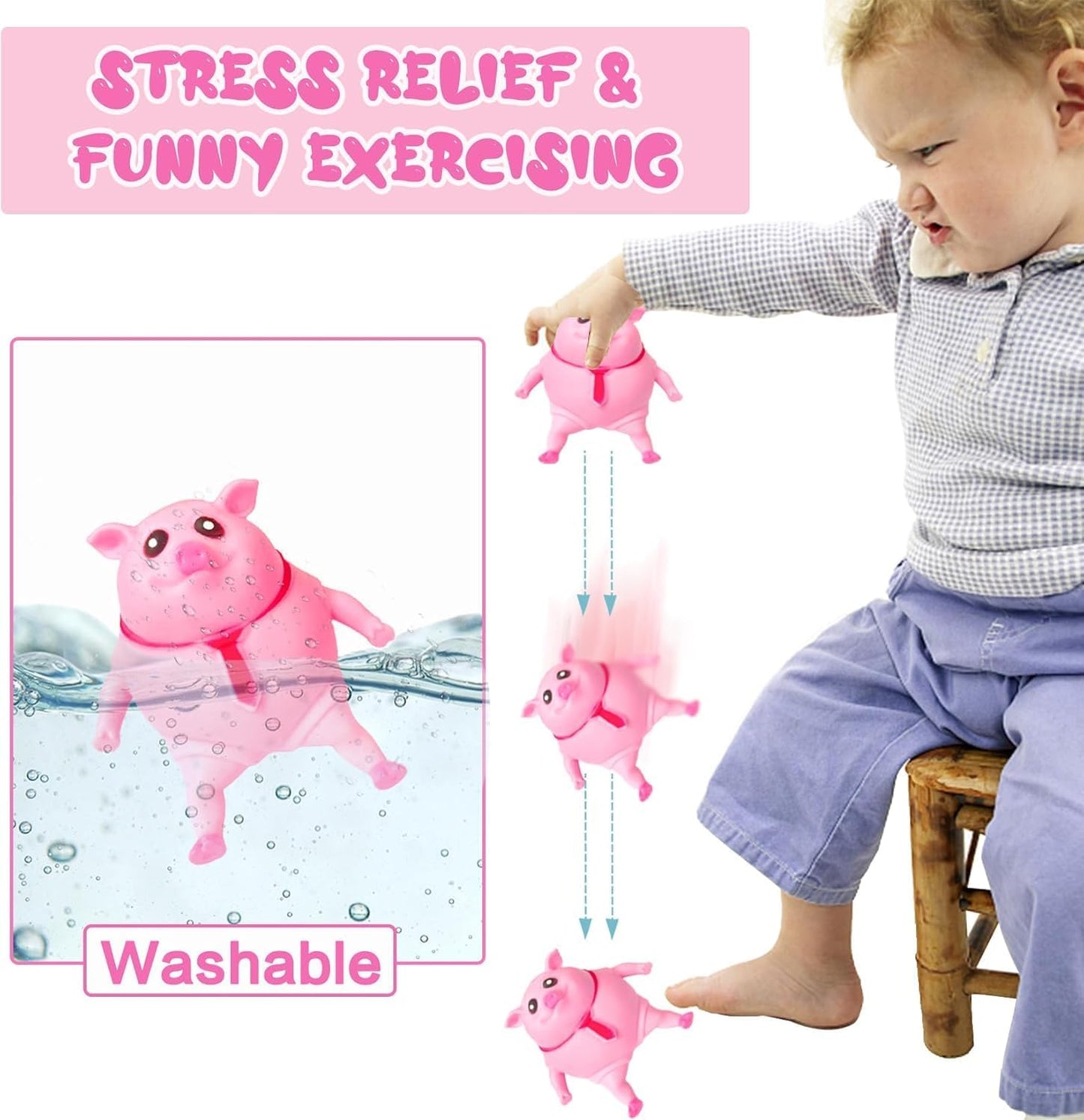 Cute Pink Pig Squishy Toy for Kids | Stretchable Animal Stress Relief Toy