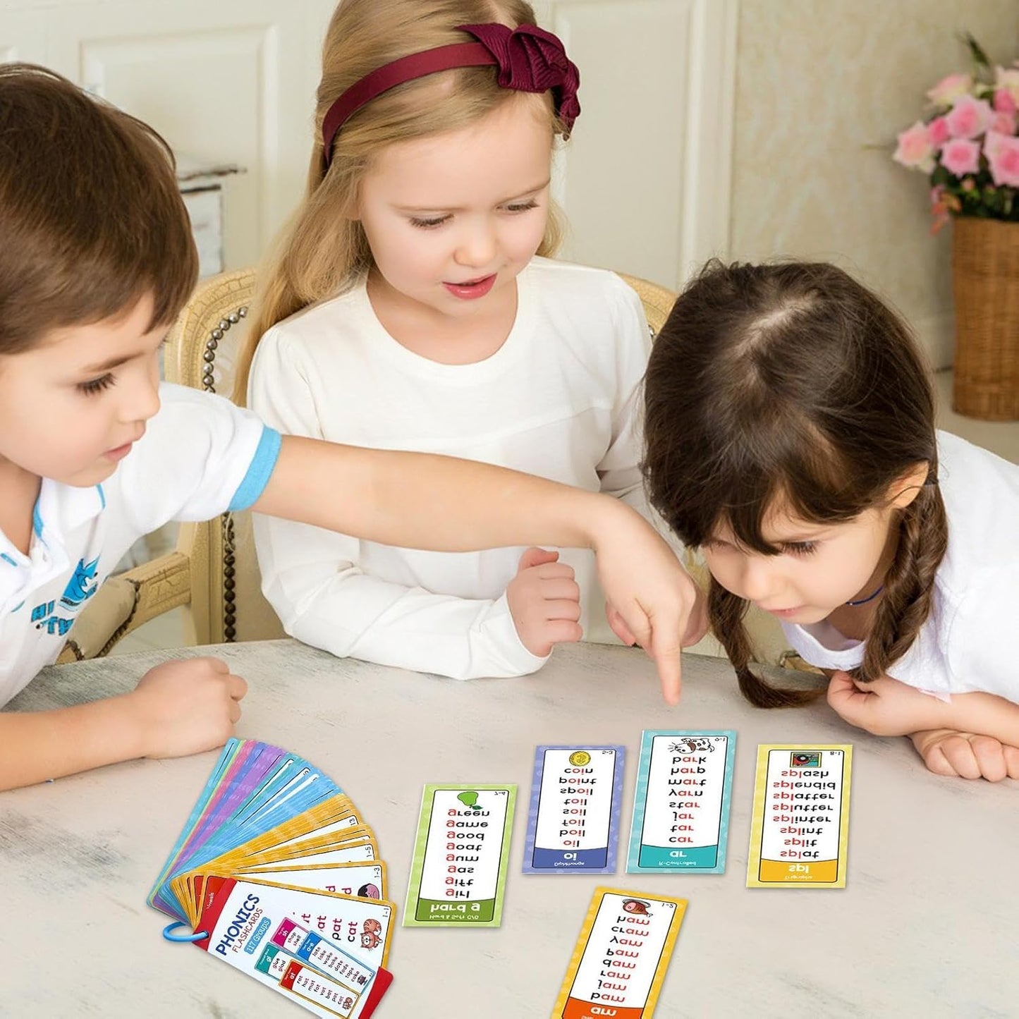 Mumma Mall™ Educational Phonics Words English 60 Flashcards for Kids Ages (3-8) Ideal for Homeschooling, Montessori & Classroom Activities