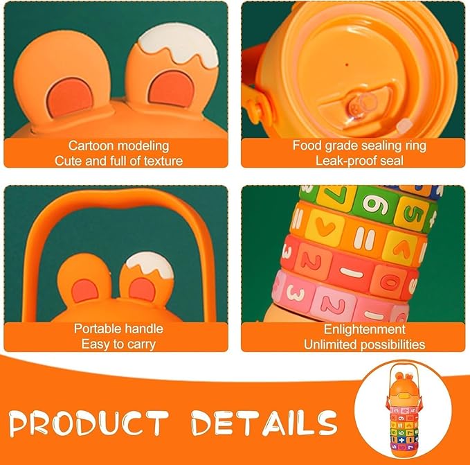 Kids Math Puzzle Water Bottle – Interactive Educational Toy with Rotating Number Rings, Screen-Free Learning & Portable Gift
