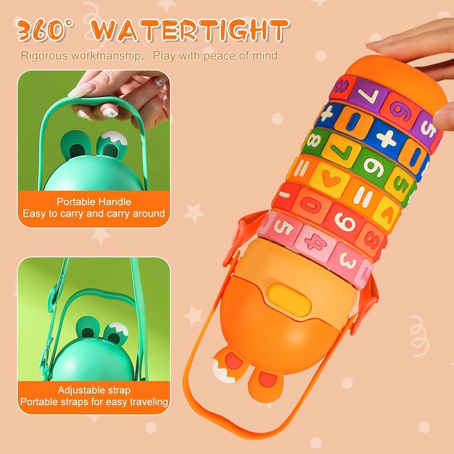 Kids Math Puzzle Water Bottle – Interactive Educational Toy with Rotating Number Rings, Screen-Free Learning & Portable Gift
