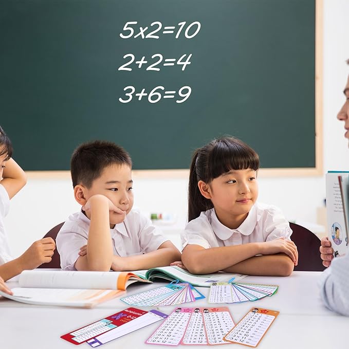 Reusable Kids Math Flash Cards (Age 5+) – Learn Multiplication Tables 1–12 with 2 Write & Wipe Markers | Quick Learning Educational Practice Set for Home & School