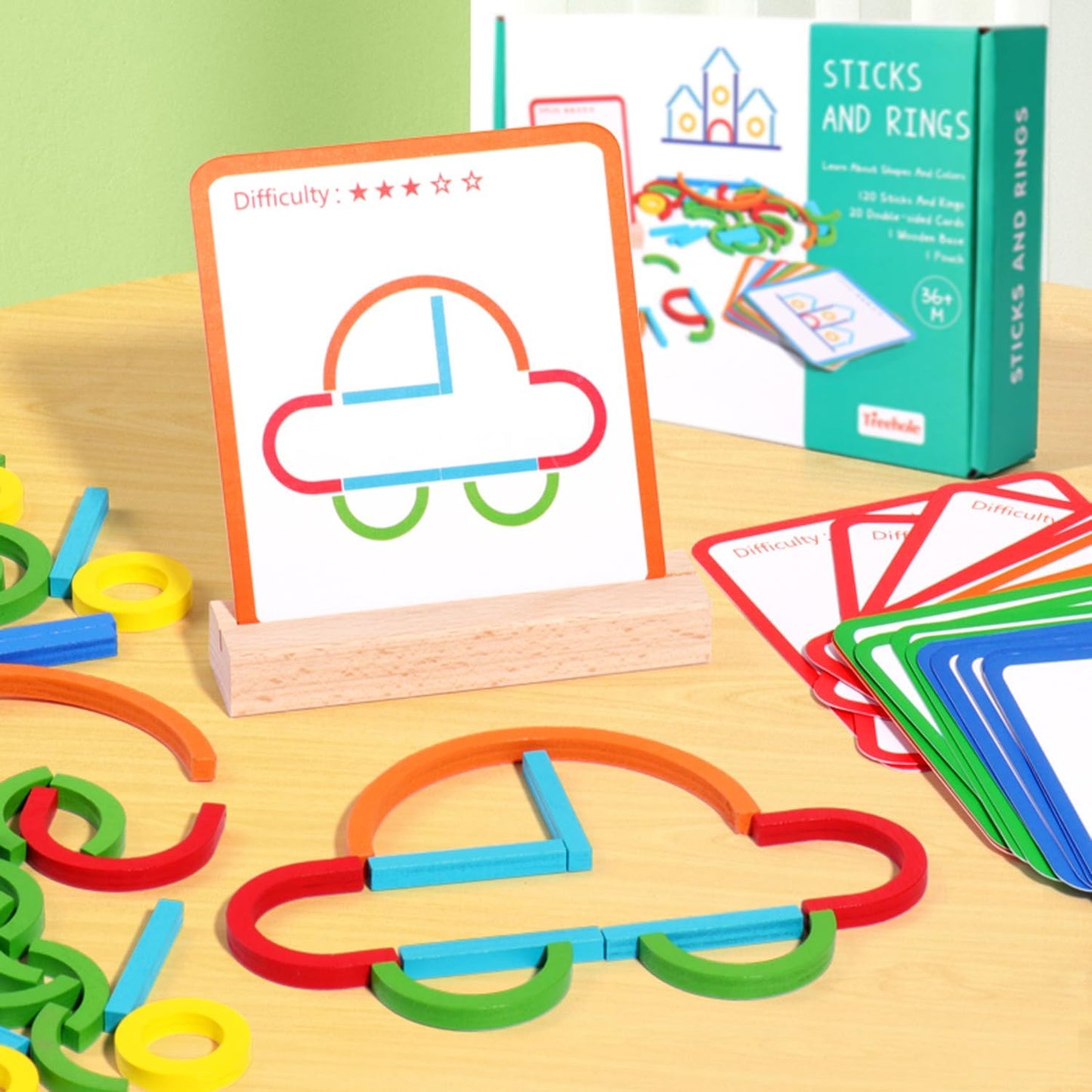 Wooden Stacking Blocks Toys Letters Vehicles Animals Stacking Toys Wooden Rings Sticks Blocks Puzzles Color Classification Educational Puzzle Toys Children Preschool Learning STEM Toys