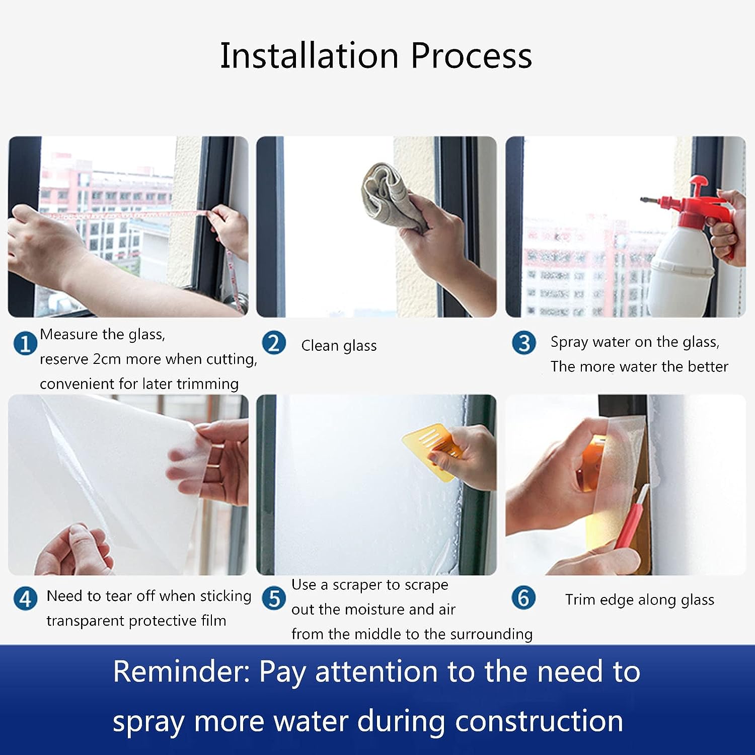 🌀Window Film Glass Windows Self-Adhesive Sun Blocker Anti UV Frosting Sticker Static Cling Films Removable || for Home🏠Office Bathroom🤩