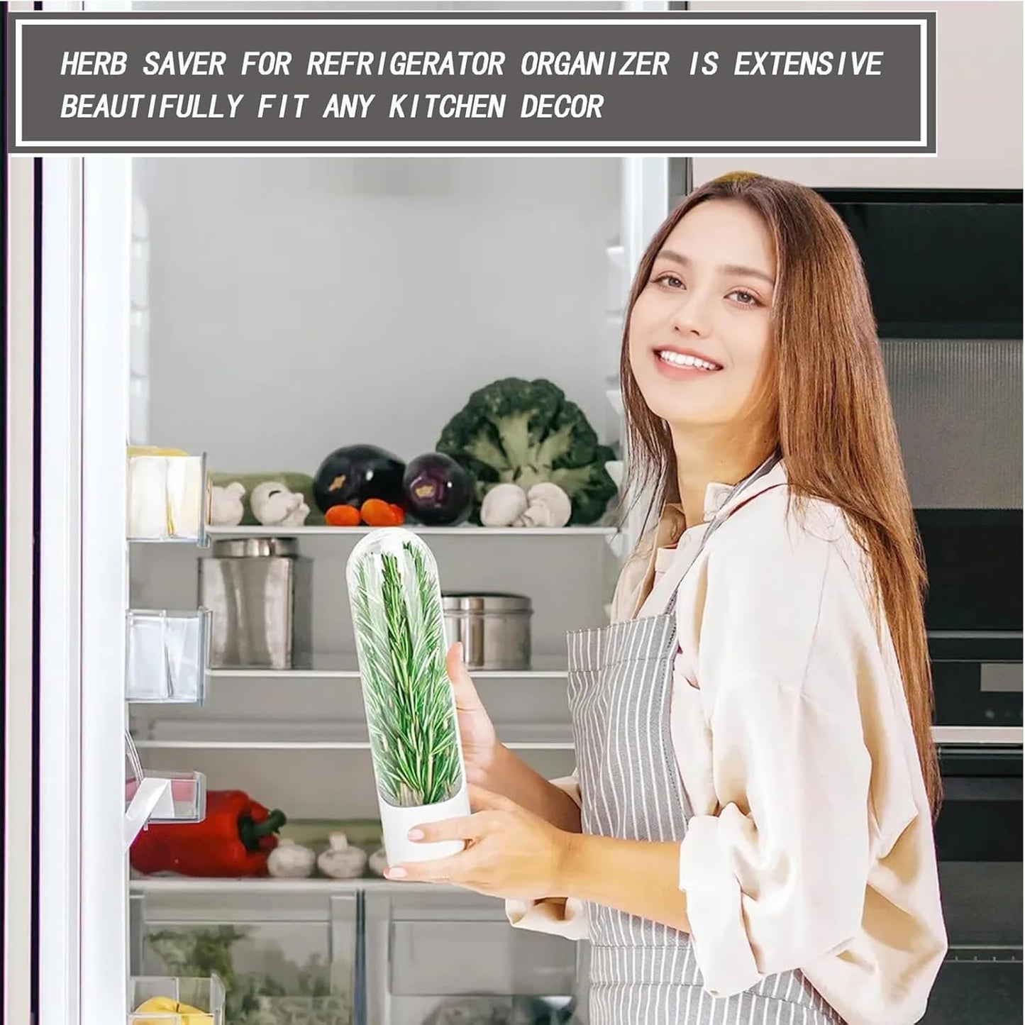 50% OFF - Fresh Herb Saver Container for Refrigerator – Long-Lasting Vegetable Storage & Space-Saving Fridge Organizer | Keeps Herbs Fresh for Weeks