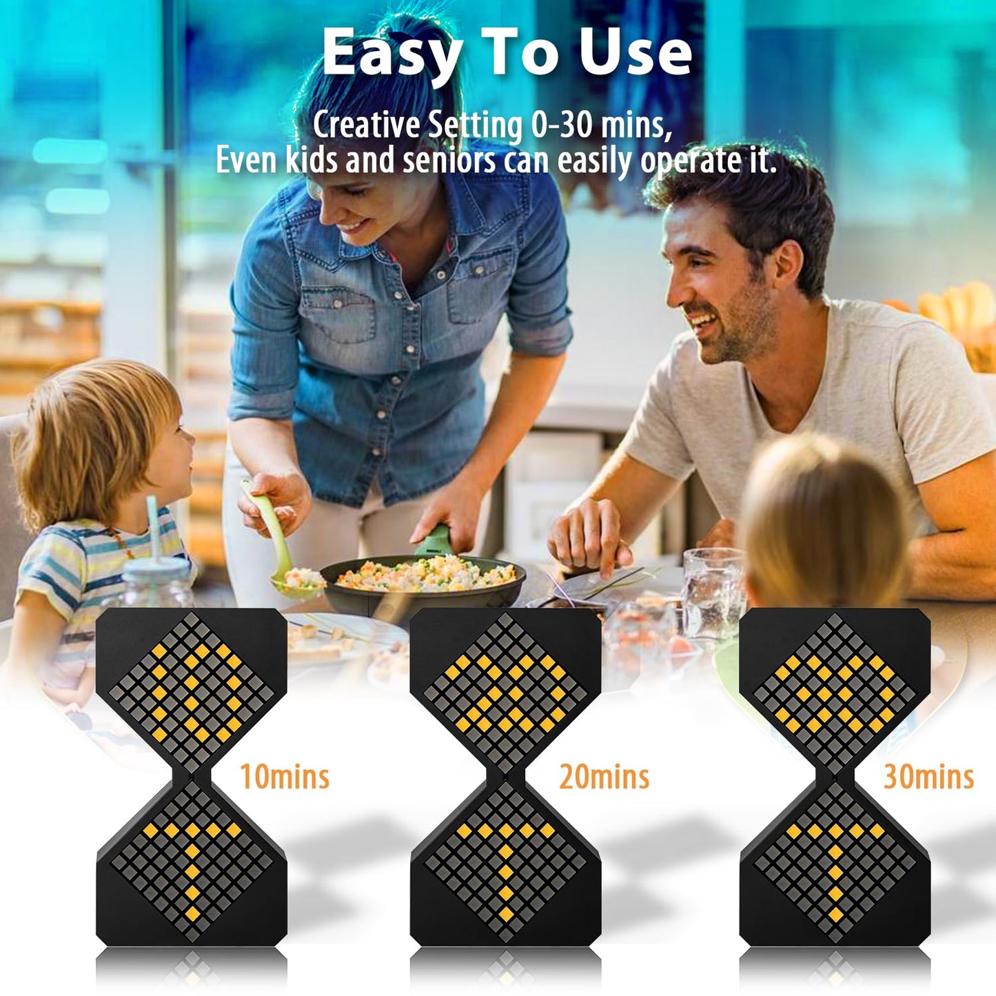Smart Digital Sand Timer – 30 Sec to 30 Min Adjustable LED Electronic Hourglass | USB-C Rechargeable | Brightness Control | 2Hr Battery | BIS Approved | Kitchen, Study & Home Decor