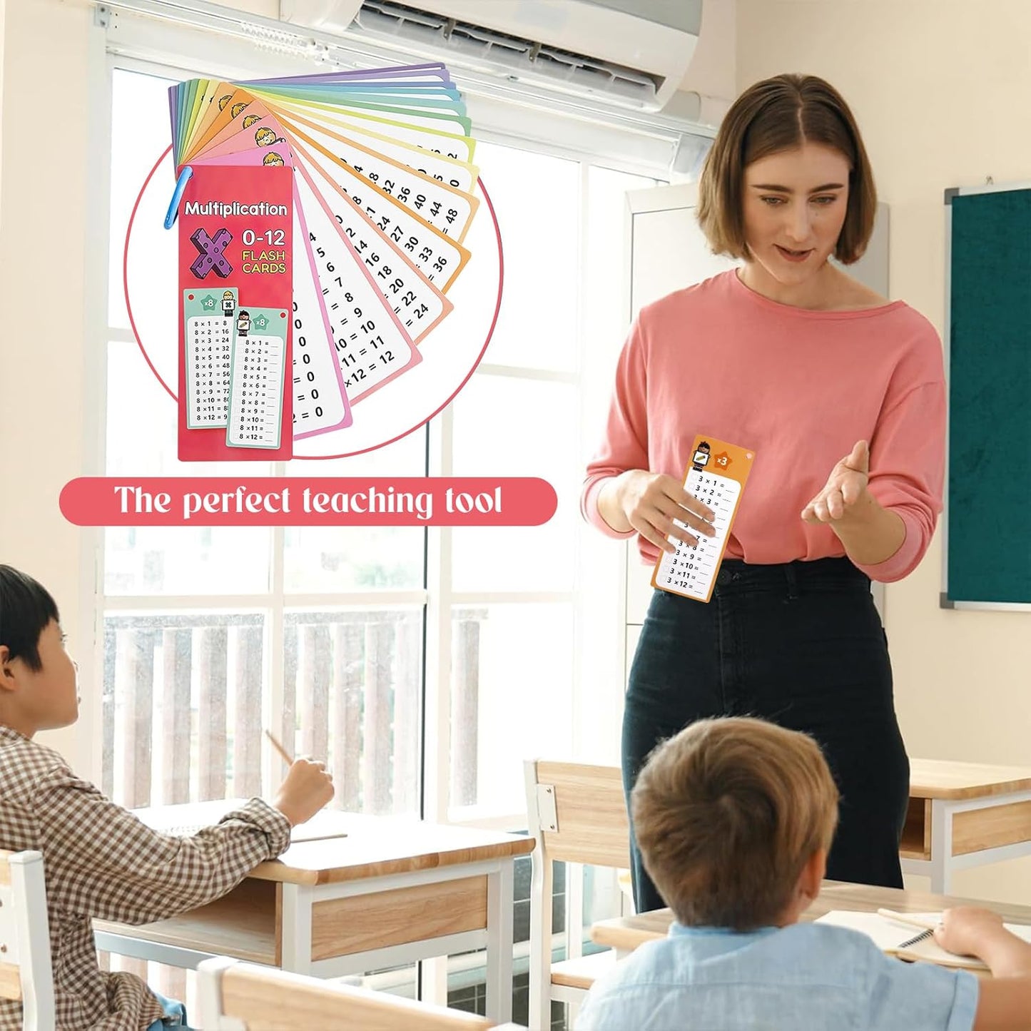 Reusable Kids Math Flash Cards (Age 5+) – Learn Multiplication Tables 1–12 with 2 Write & Wipe Markers | Quick Learning Educational Practice Set for Home & School