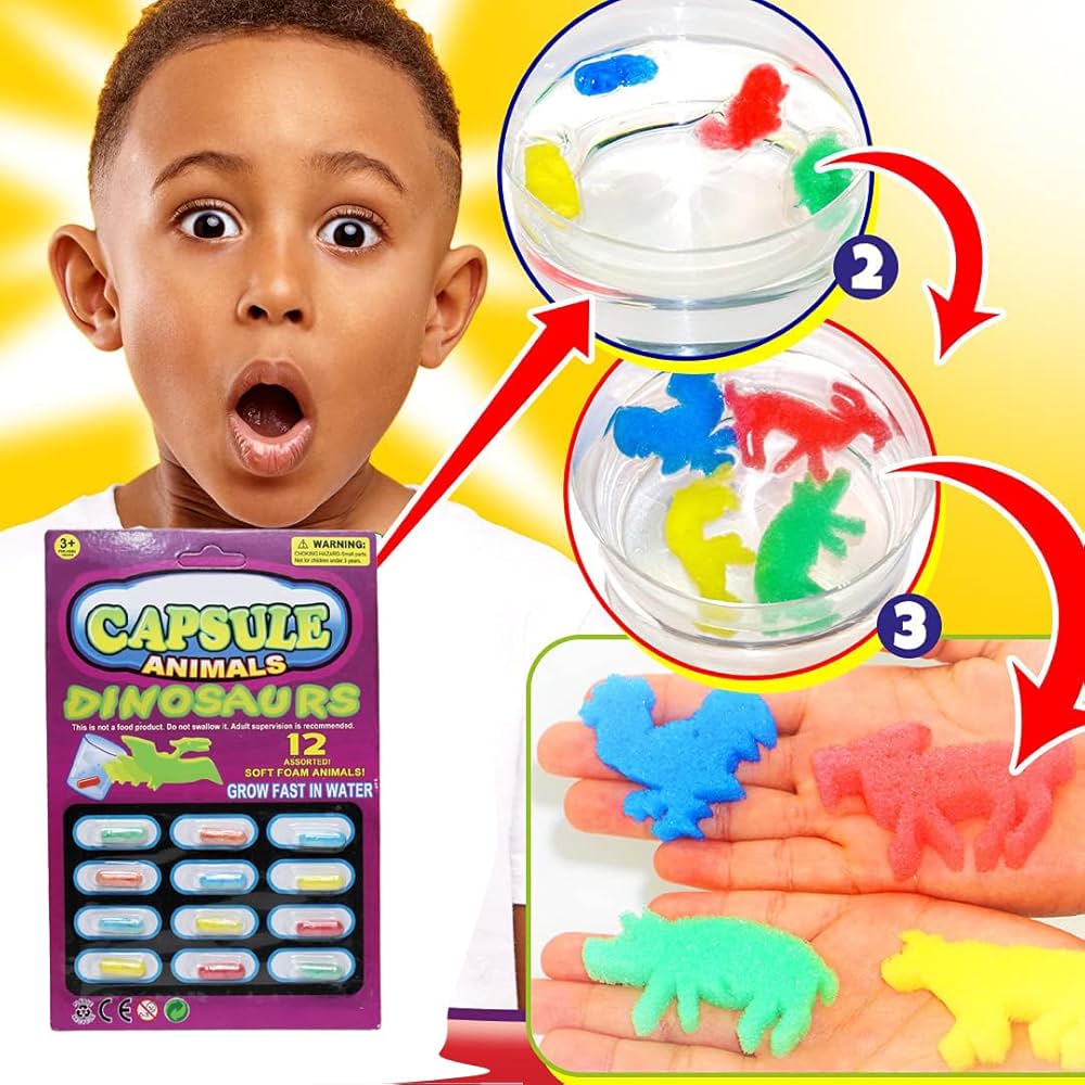 Creative Growing Magic Capsule Baby Cognition Toys Early Educational Kids Cartoon DIY Din osaur Sea Animal Puzzle Bath Toy Gifts (Pack of 4)