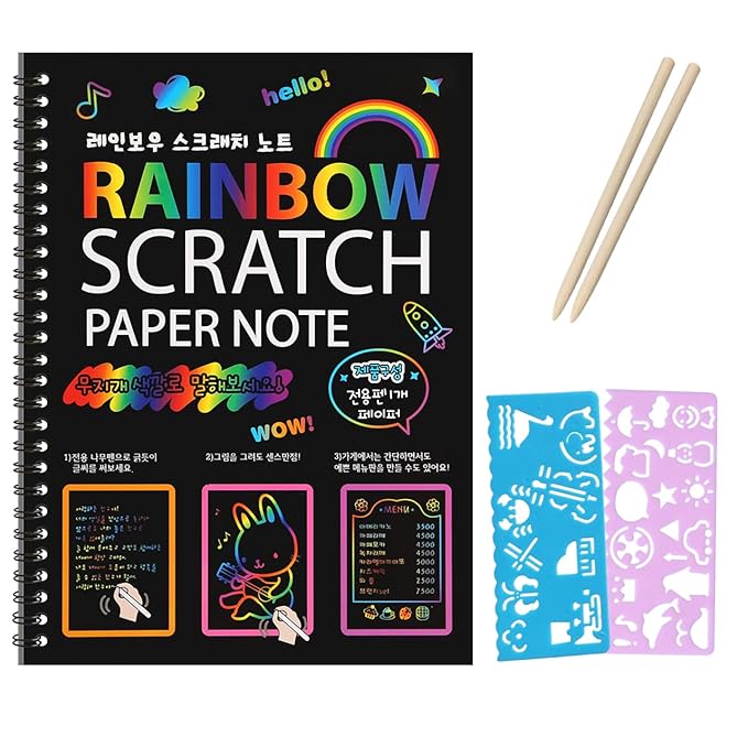 Rainbow Scratch Art Notebook – Fun DIY Drawing Pad for Kids (BUY 1 GET 1 FREE)