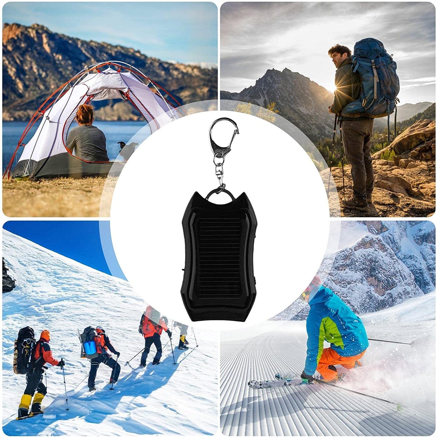 Solar Keychain Flashlight Solar Charger Mobile Power Supply Energy Saving Charger/Battery Power Bank for Cellphone