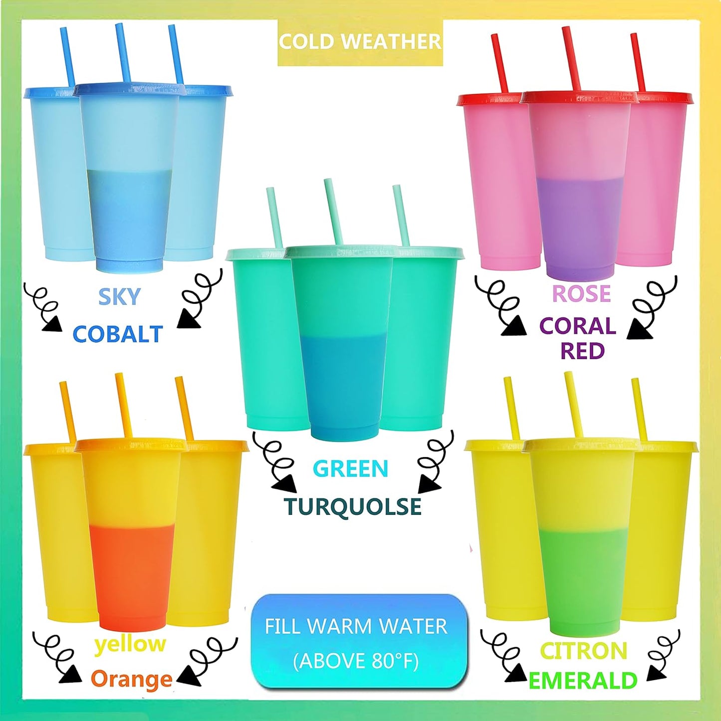 Eco-Friendly Creative Color-changing Water Cup | Fun, Reusable & Spill-Proof - Perfect for Kids & Travel (BUY 1 GET 1 FREE)