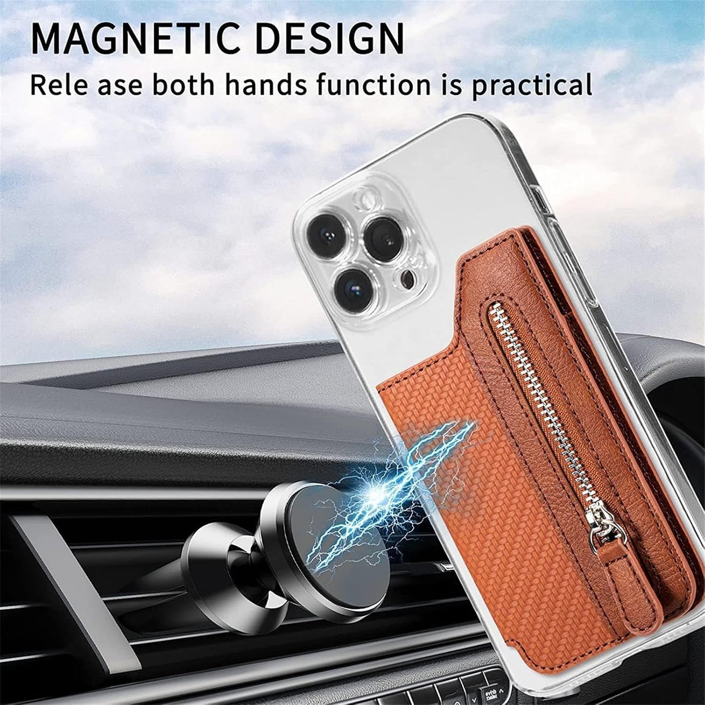 UrbanEdge Men’s Smart Slim Wallet with Zipper Pocket, Card Holder & Mobile Stand