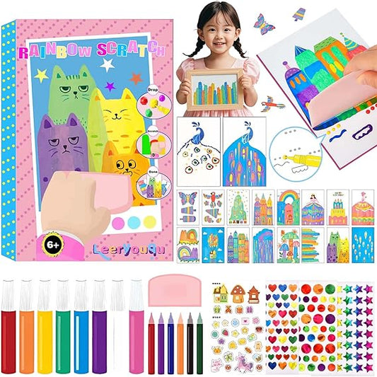 Sale - 50% OFF -DIY Rainbow Scratch Art Kit, Scratches Art for Kids