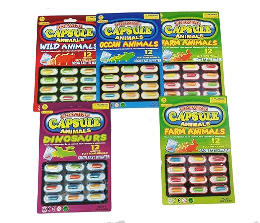 Creative Growing Magic Capsule Baby Cognition Toys Early Educational Kids Cartoon DIY Din osaur Sea Animal Puzzle Bath Toy Gifts (Pack of 4)