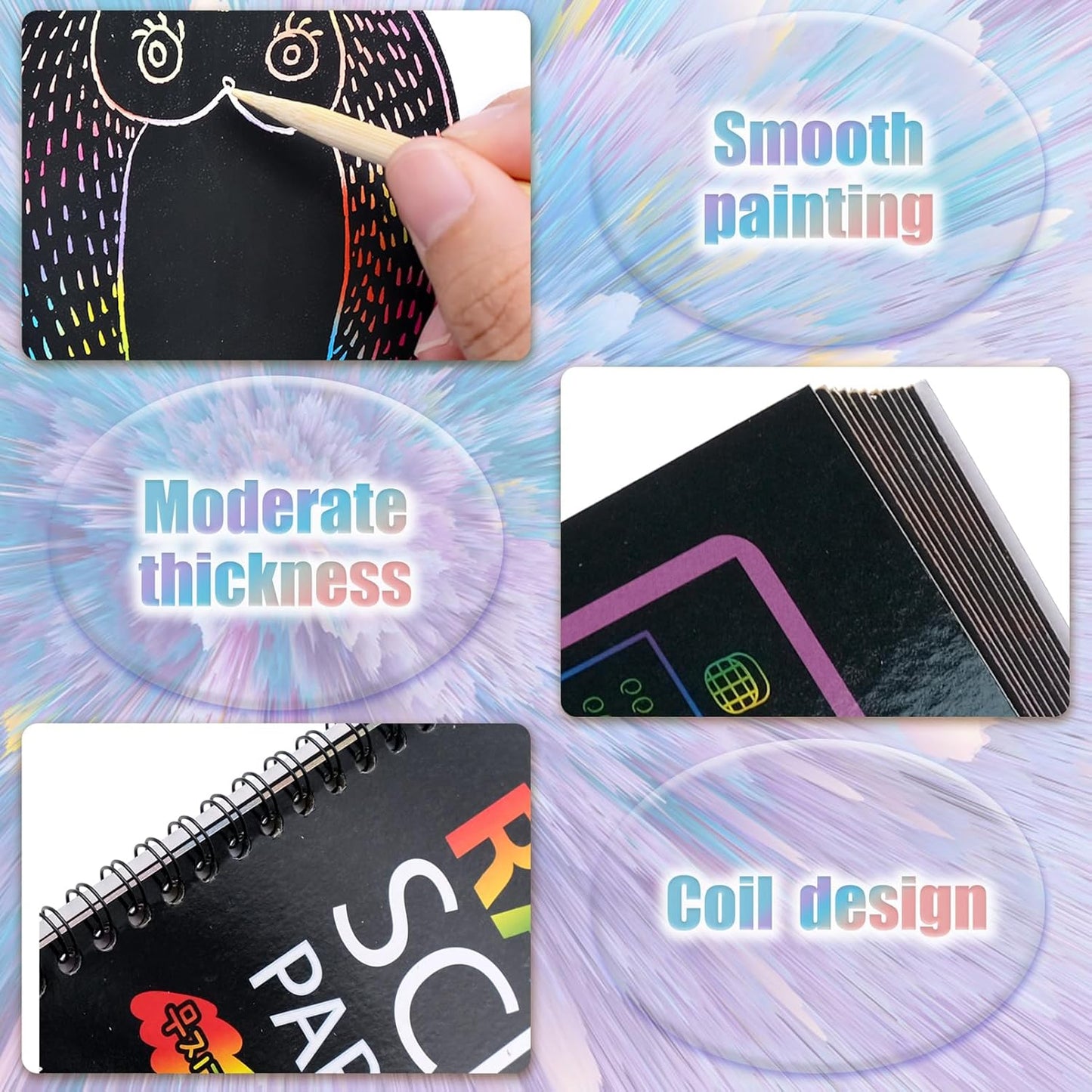 Rainbow Scratch Art Notebook – Fun DIY Drawing Pad for Kids (BUY 1 GET 1 FREE)