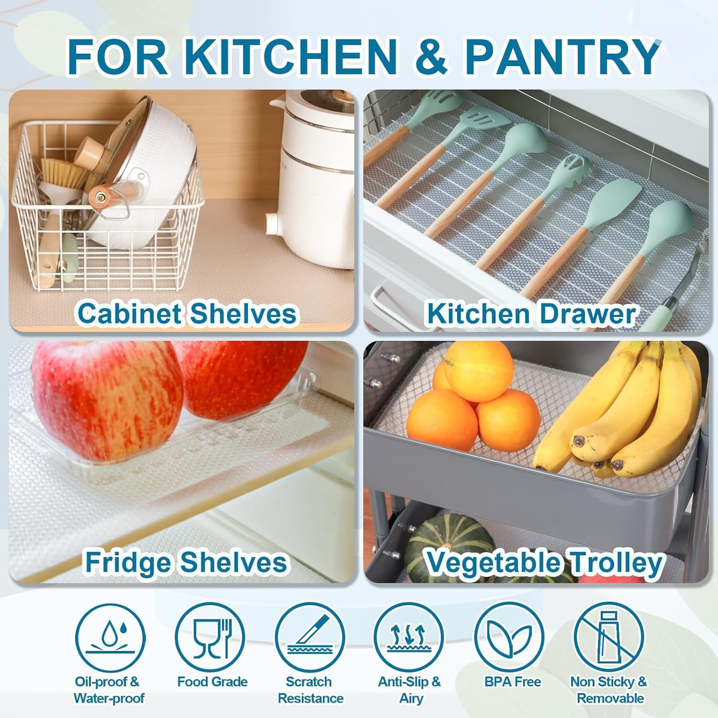 45 x 125 cm Multipurpose Kitchen Drawer Organizer Tray with Compartments for Cutlery, Spoons, Forks & Utensil Storage