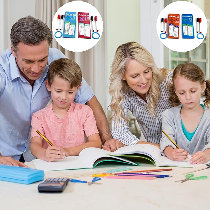 Reusable Kids Math Flash Cards (Age 5+) – Learn Multiplication Tables 1–12 with 2 Write & Wipe Markers | Quick Learning Educational Practice Set for Home & School