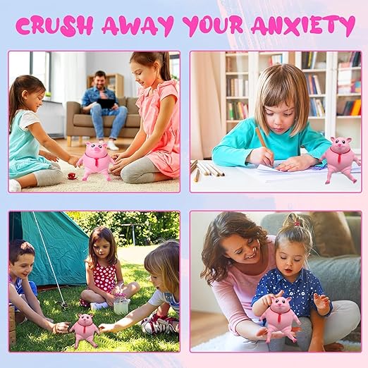 Cute Pink Pig Squishy Toy for Kids | Stretchable Animal Stress Relief Toy