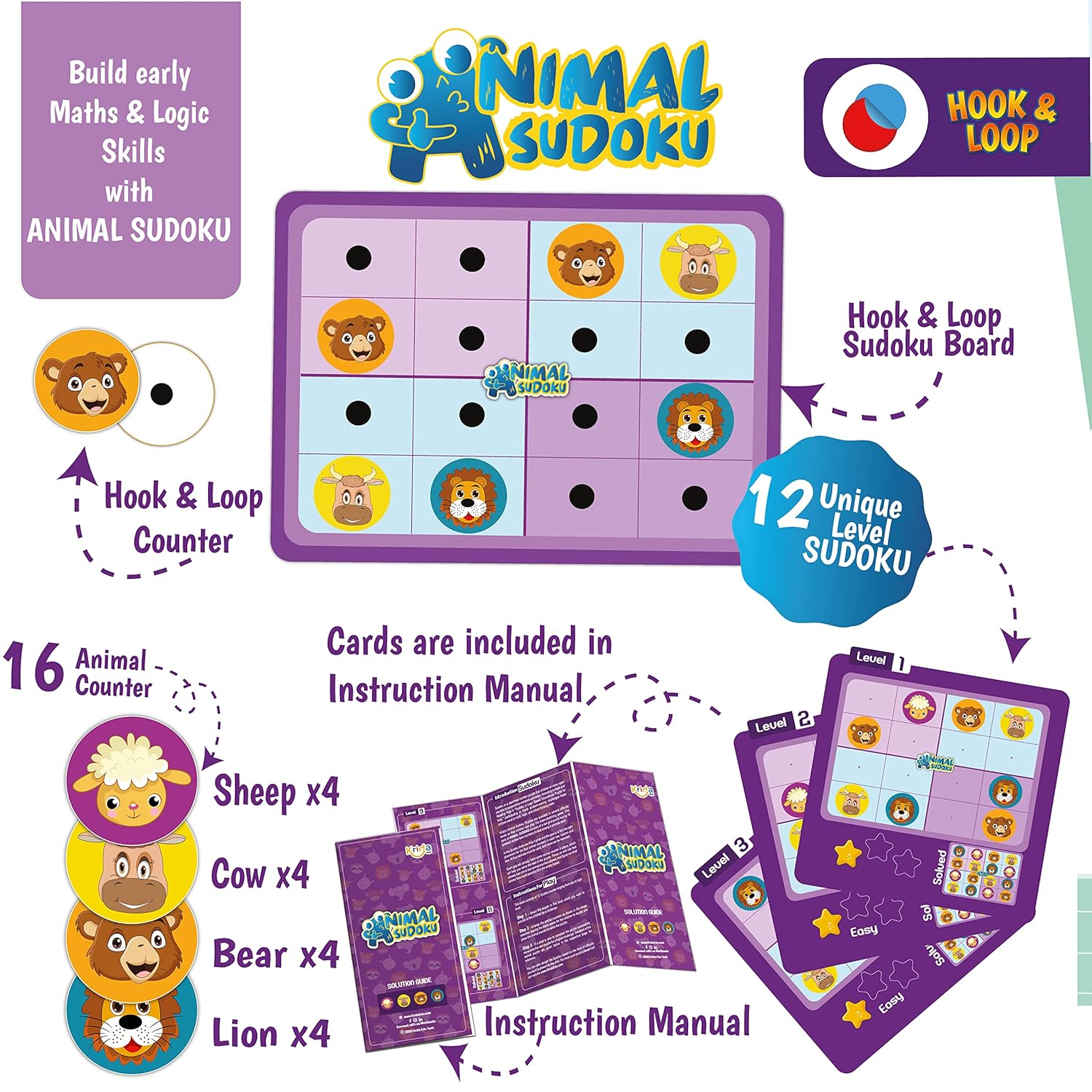 4 in 1  Animal Magnetic Puzzle & Sudoku