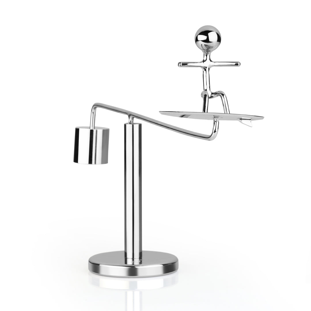 STAINLESS STEEL BALANCING SURFER MAN TABLE TOP FOR MEDITATION, ENTERTAINMENT, OFFICE - HOME DECORATIONS AND GIFT.