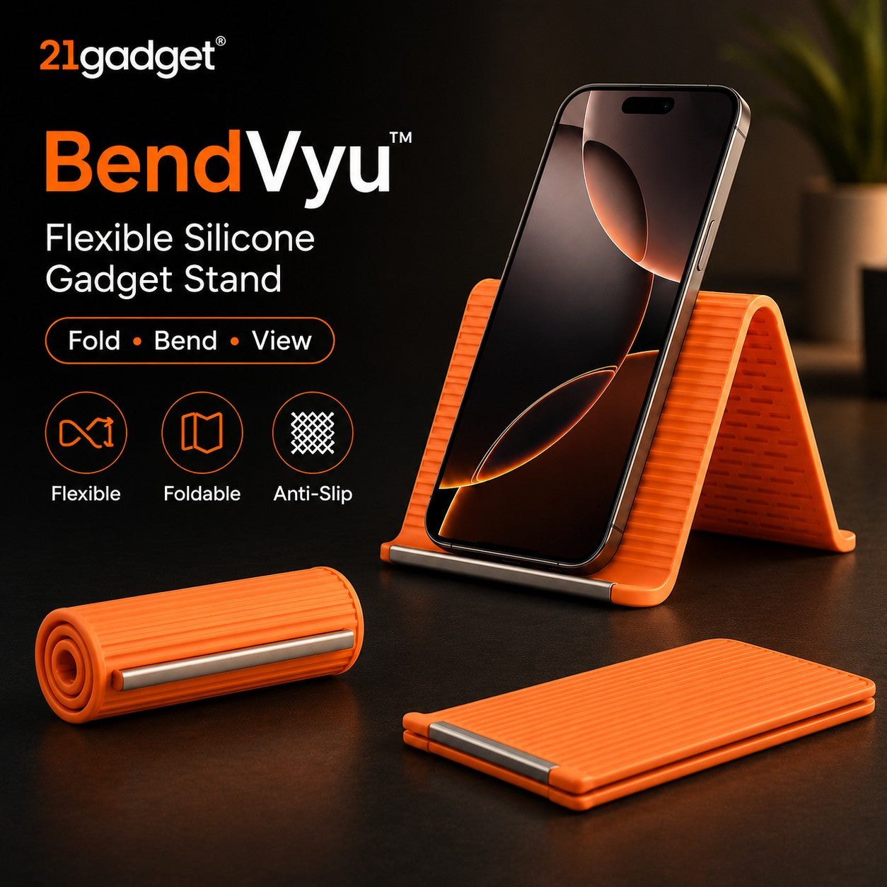 BendVyu™ Premium Flexi Silicone Gadget Stand
