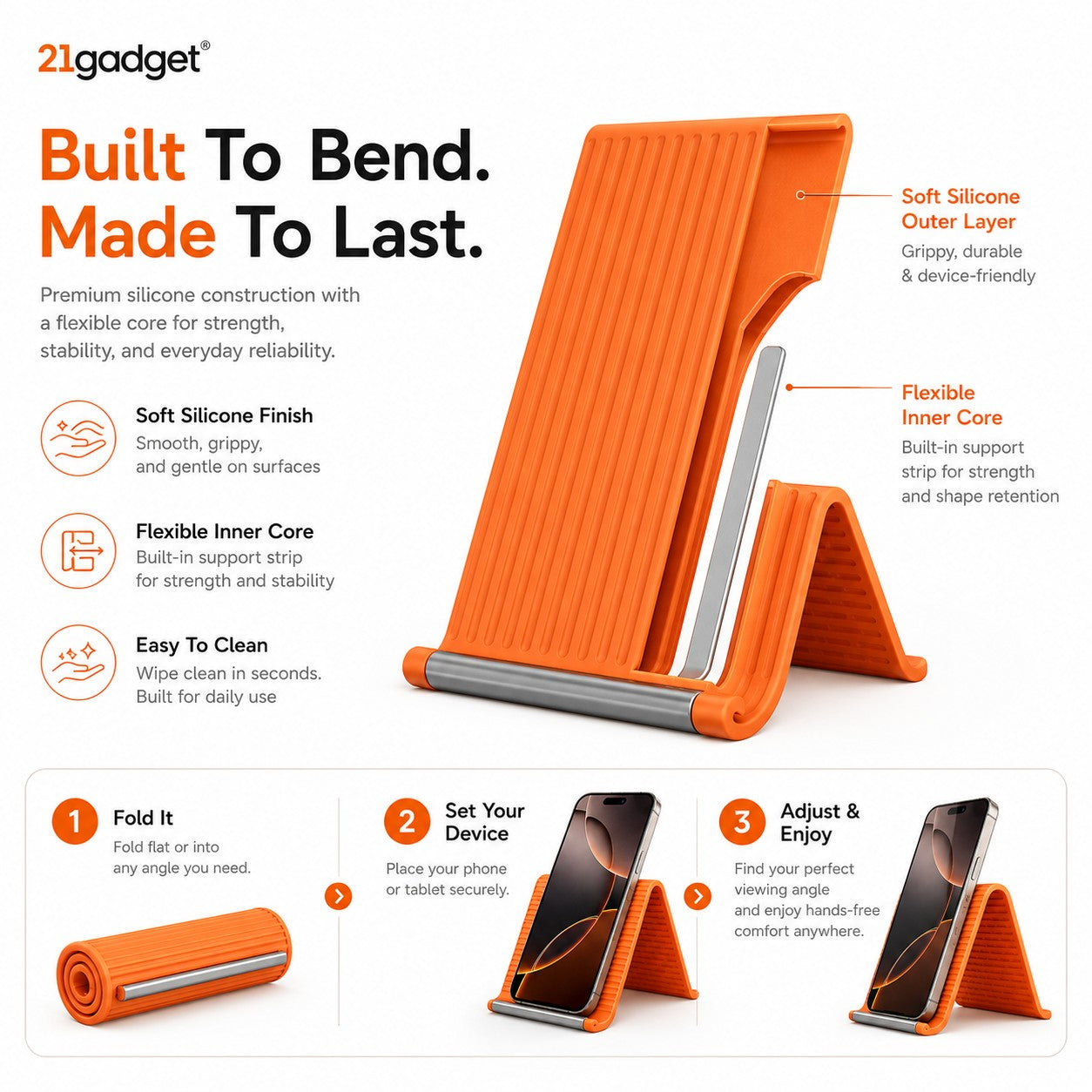 BendVyu™ Premium Flexi Silicone Gadget Stand