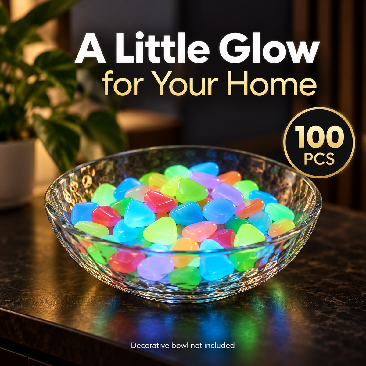 💎 Gleamora™ – Colourful Glow-in-the-Dark Stones | 100 Pcs